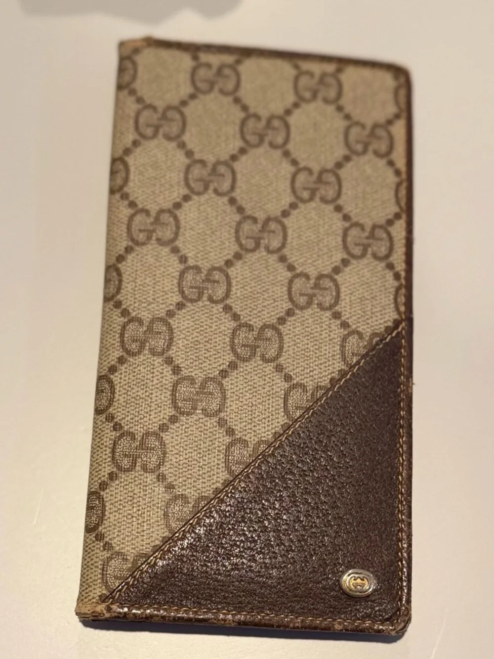 Gucci Vintage Monogram Brown Leather Bi-Fold Chrckbook Wallet - Picture 2 of 10